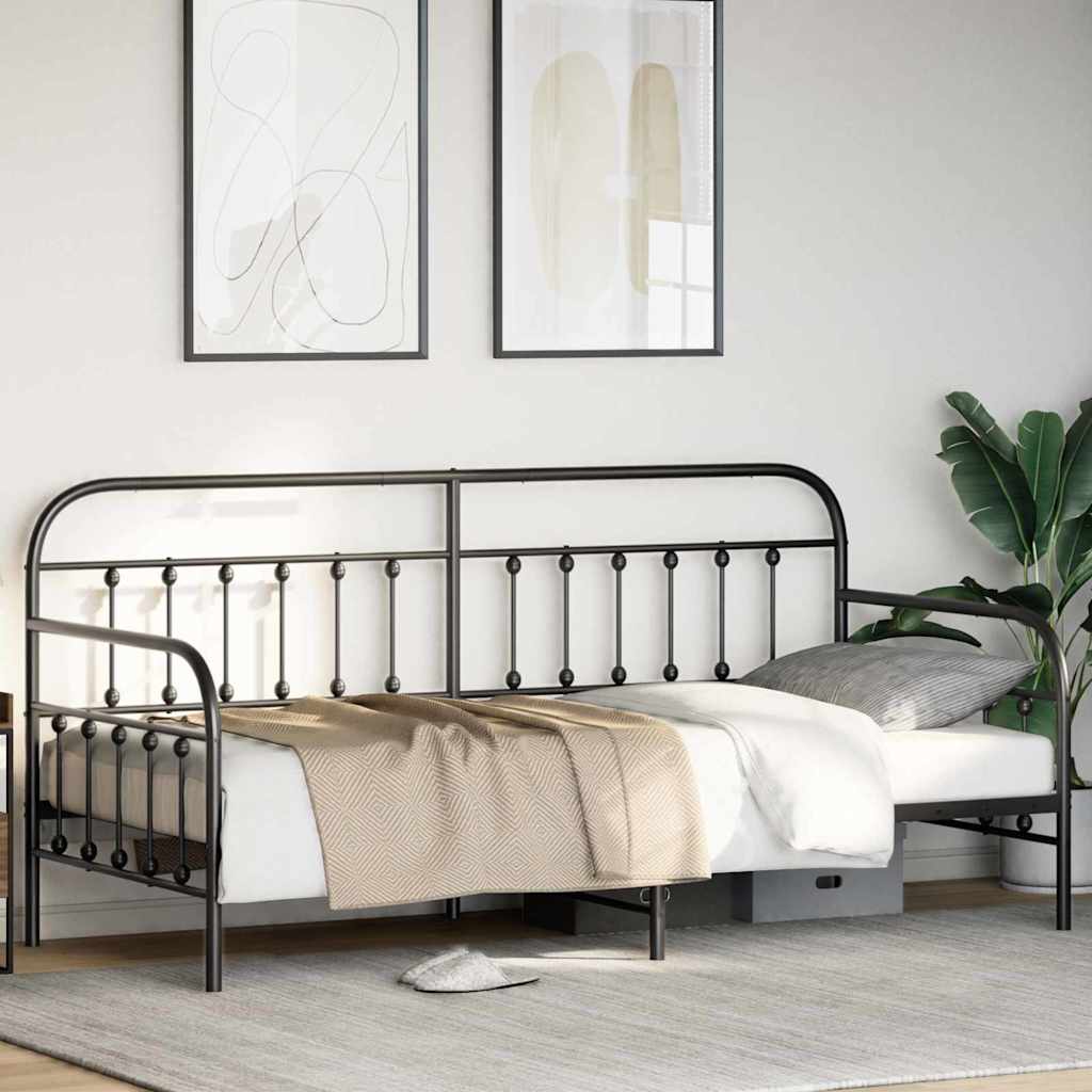 Daybed Frame Black 90 x 190 cm Powder-Coated Steel