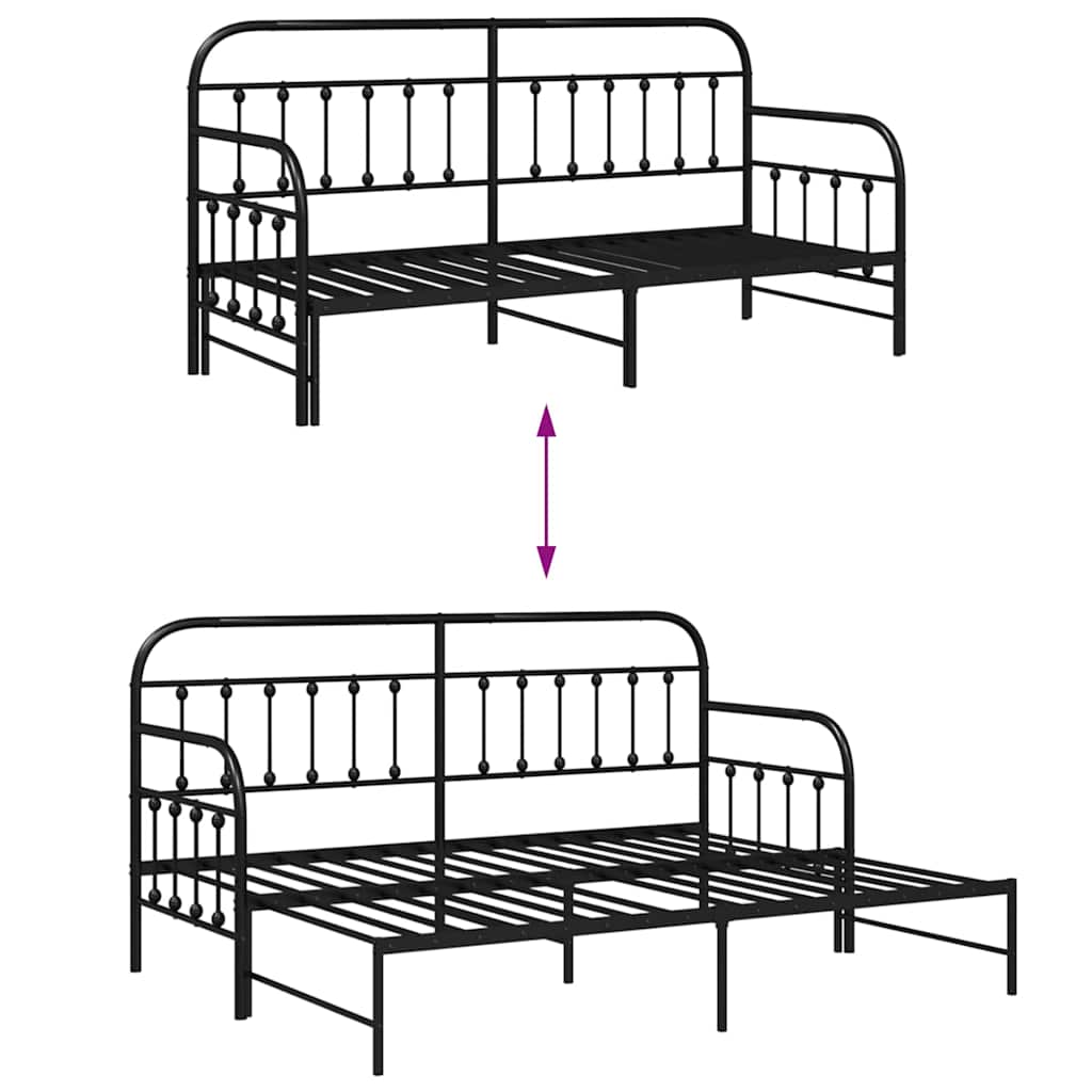 Daybed Frame Black 75 x 190 cm Powder-Coated Steel