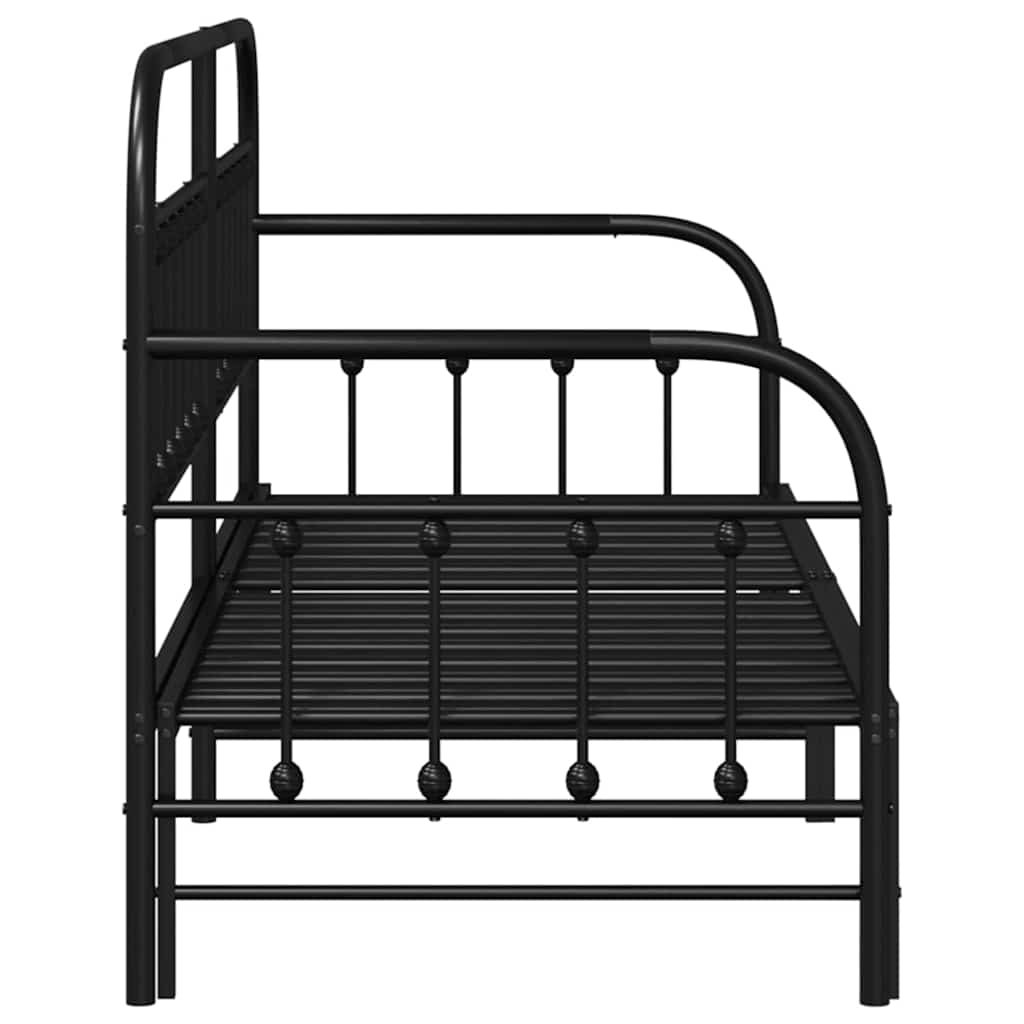 Daybed Frame Black 75 x 190 cm Powder-Coated Steel