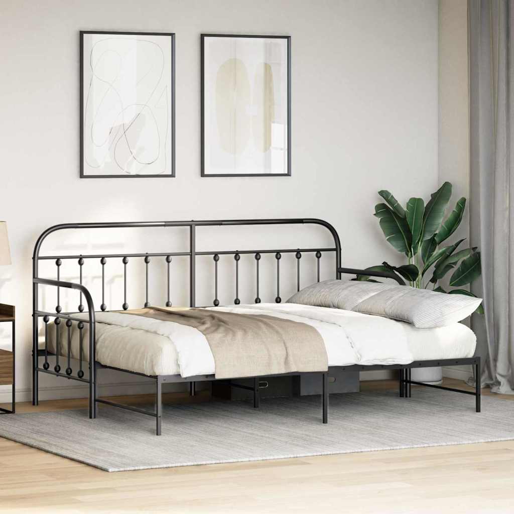 Daybed Frame Black 80 x 200 cm Powder-Coated Steel
