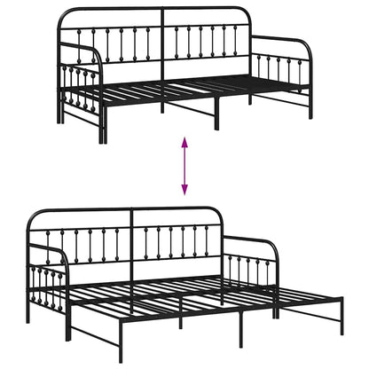 Daybed Frame Black 90 x 200 cm Powder-Coated Steel