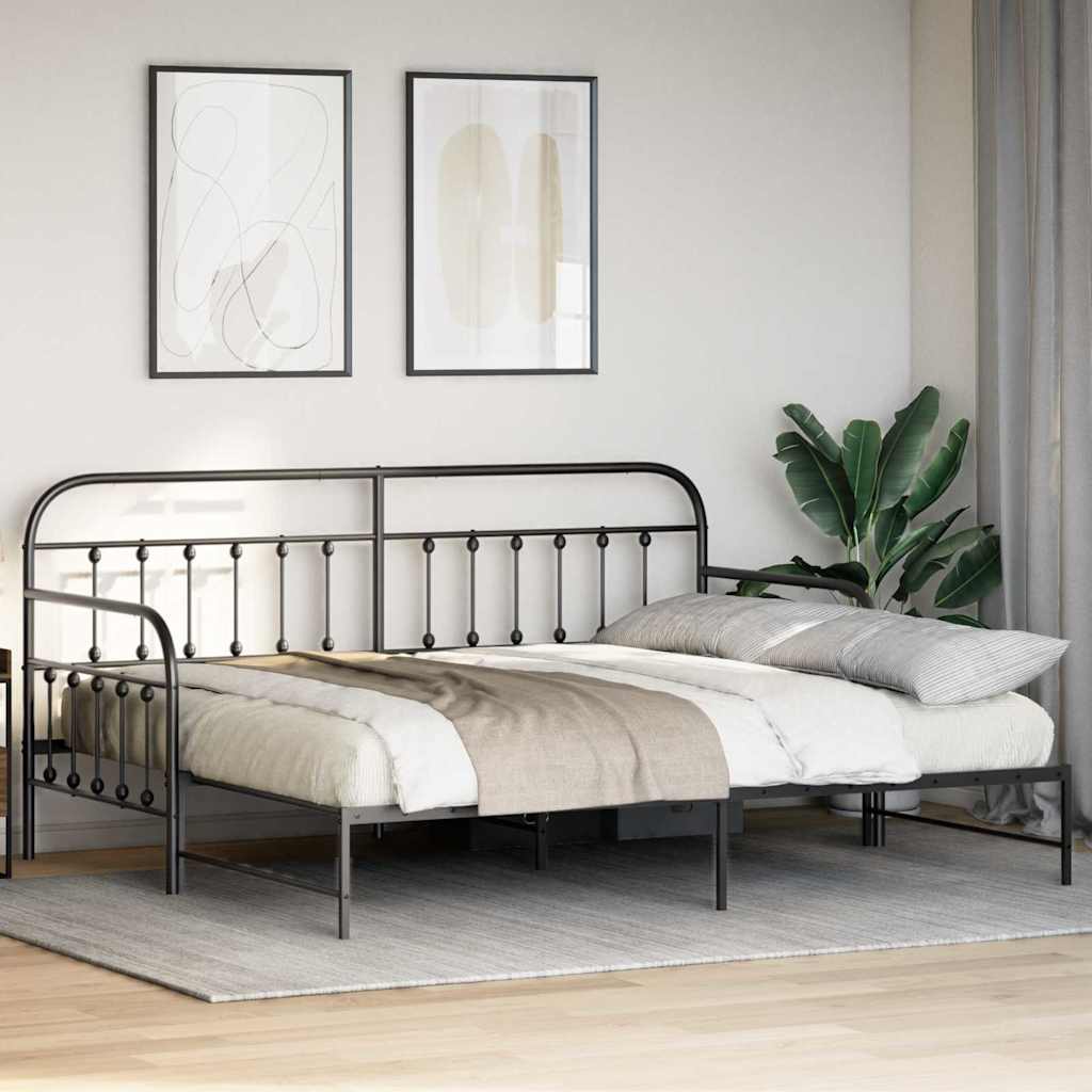 Daybed Frame Black 100 x 200 cm Powder-Coated Steel