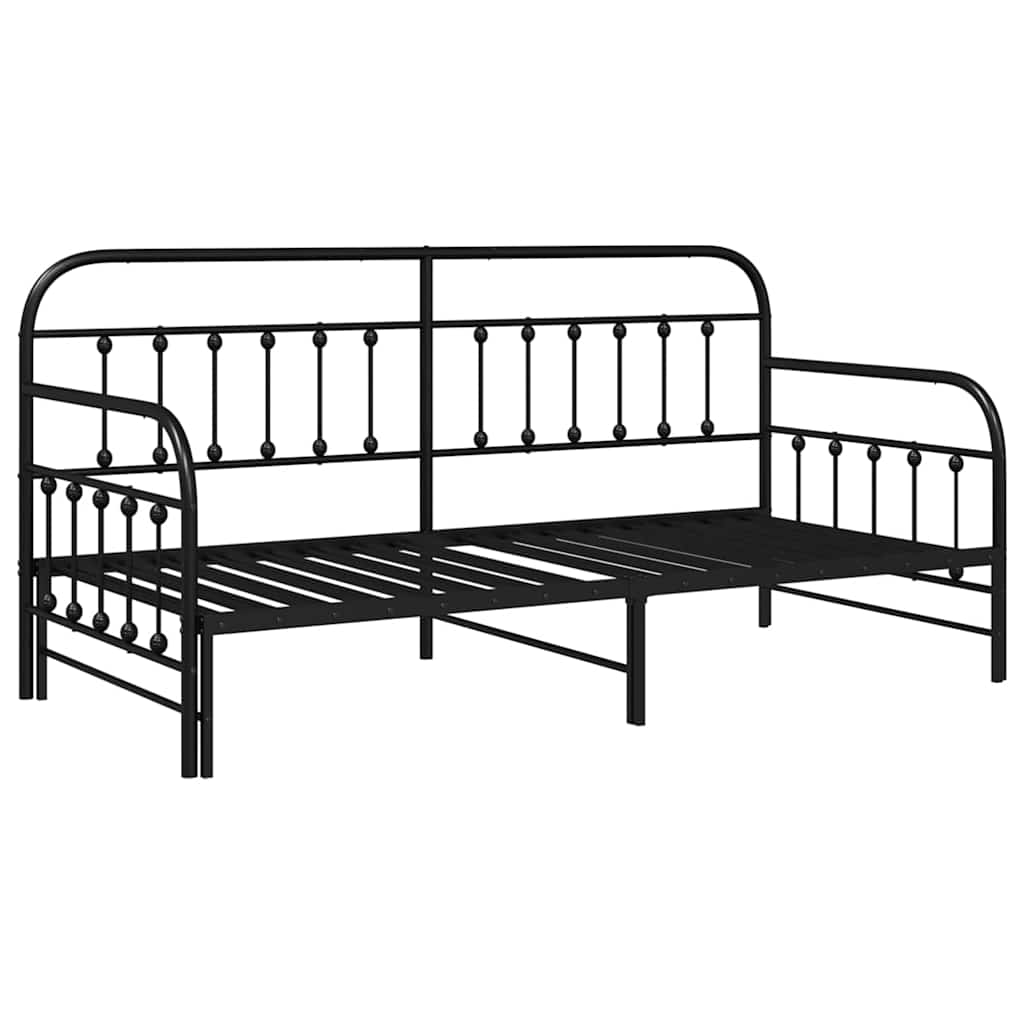 Daybed Frame Black 100 x 200 cm Powder-Coated Steel