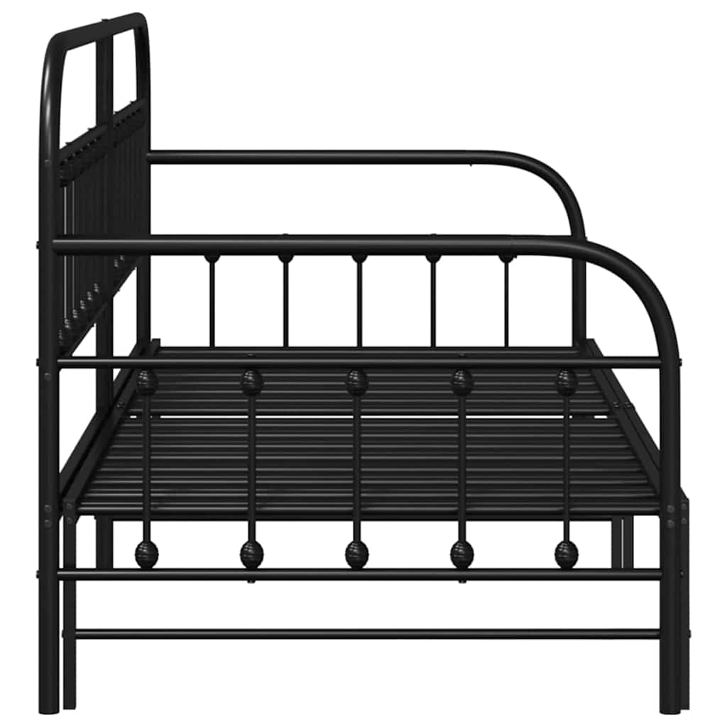 Daybed Frame Black 100 x 200 cm Powder-Coated Steel