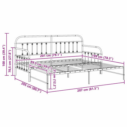 Daybed Frame Black 100 x 200 cm Powder-Coated Steel