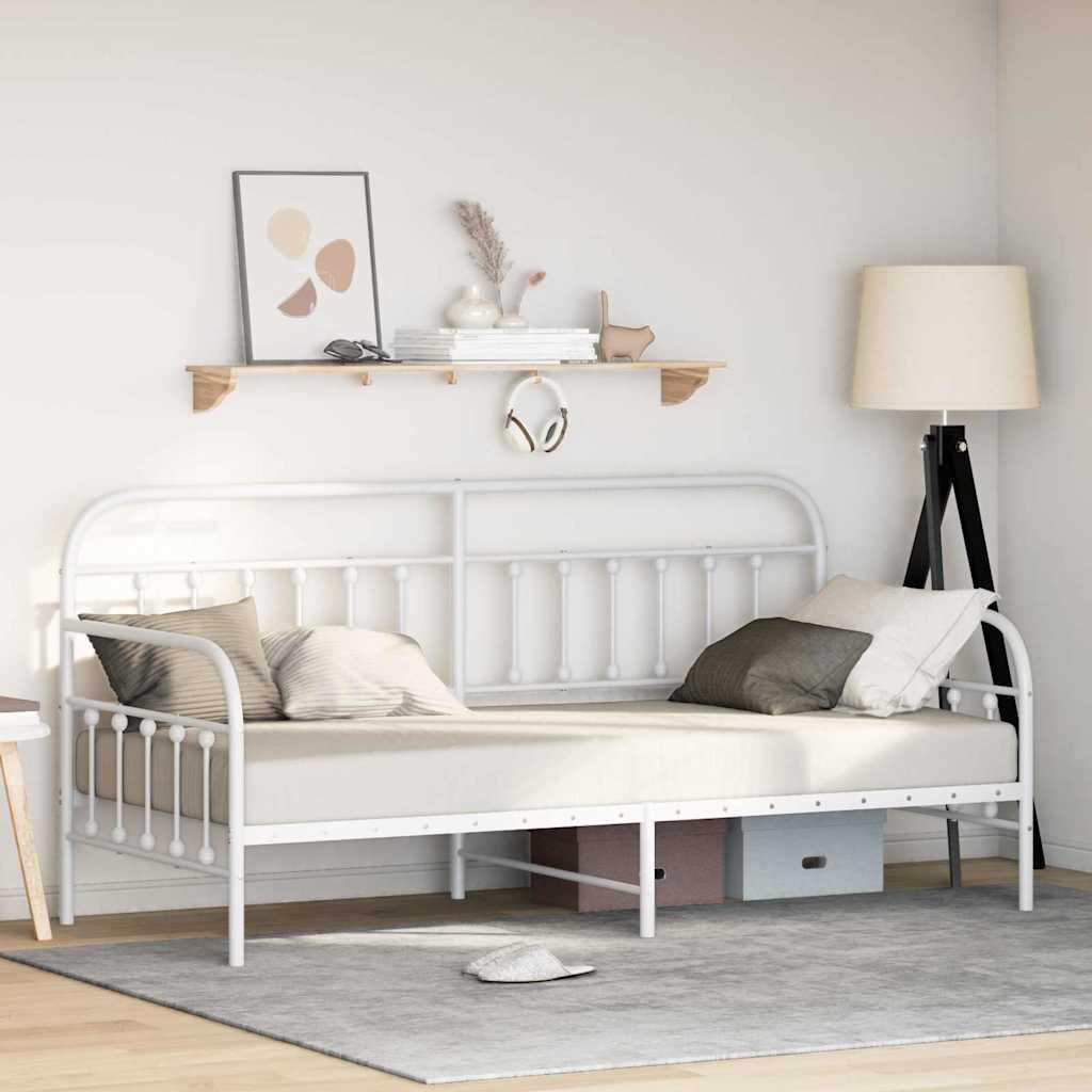 Daybed Frame White 100 x 200 cm Powder-Coated Steel