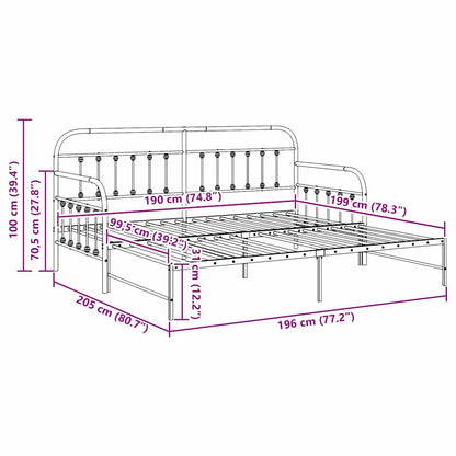 Daybed Frame White 100 x 190 cm Powder-Coated Steel