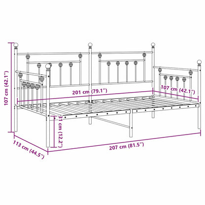 Daybed Frame Black 107 x 203 cm Steel