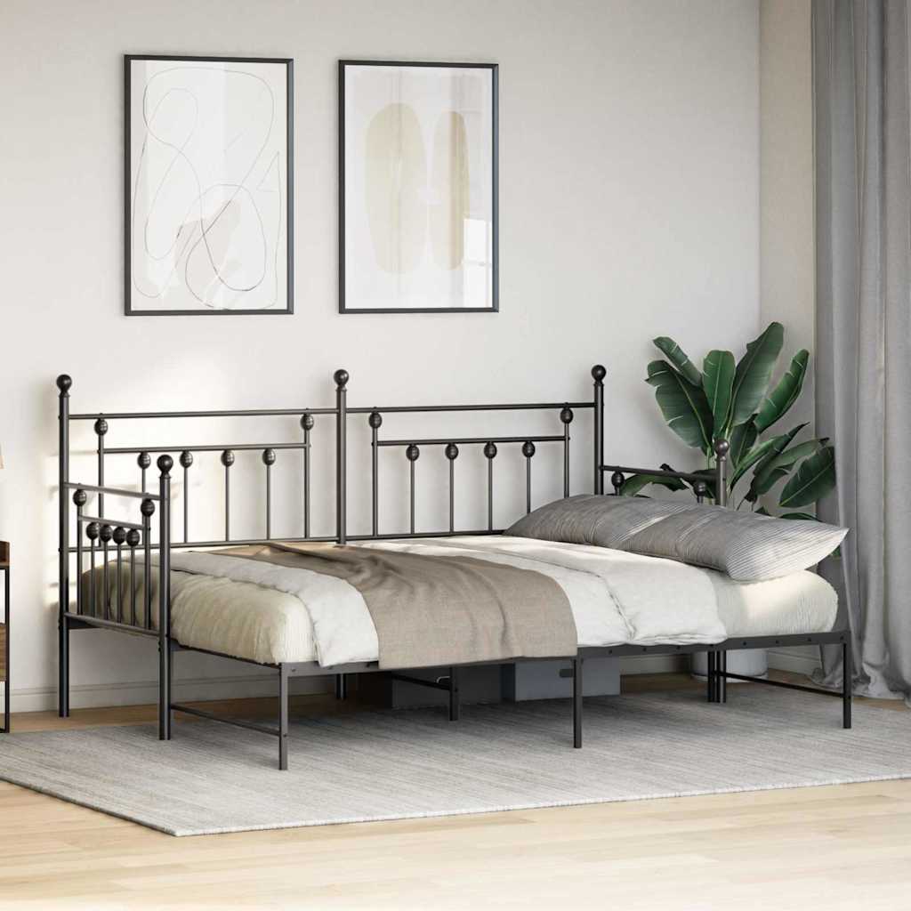 Daybed Frame Black 75 x 190 cm Steel