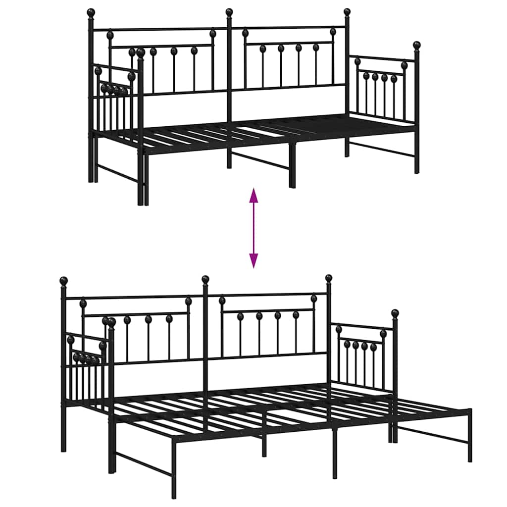 Daybed Frame Black 75 x 190 cm Steel