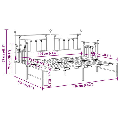 Daybed Frame Black 75 x 190 cm Steel
