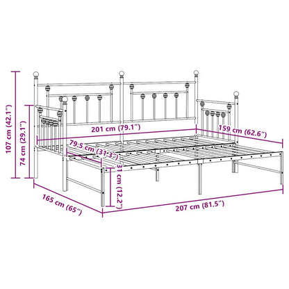 Daybed Frame Black 80 x 200 cm Steel