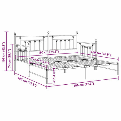 Daybed Frame Black 90 x 190 cm Steel