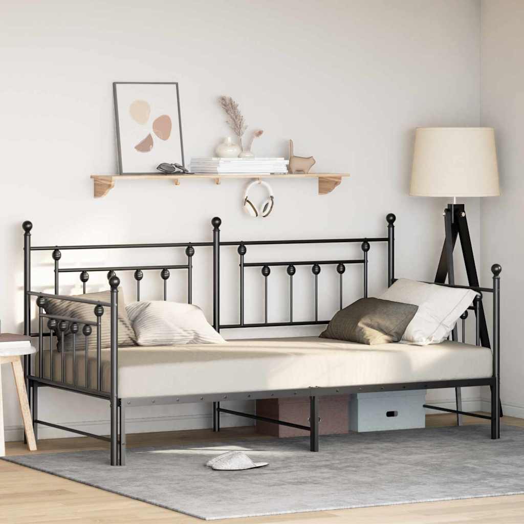 Daybed Frame Black 100 x 190 cm Steel