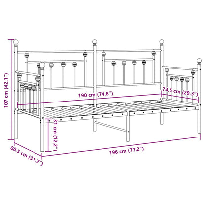 Daybed Frame White 75 x 190 cm Steel