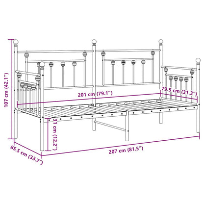 Daybed Frame White 80 x 200 cm Steel