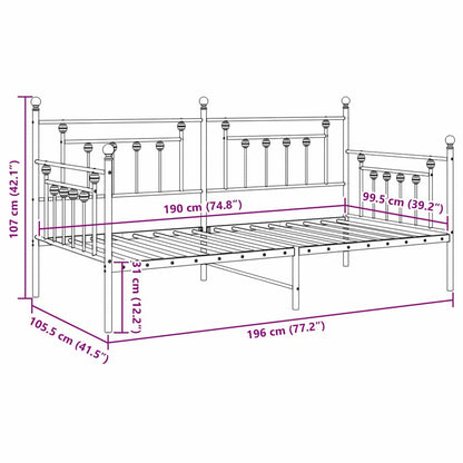 Daybed Frame White 100 x 190 cm Steel