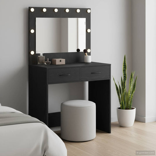 Dressing Table Black oak 78.5 x 41 x 135 cm Engineered wood