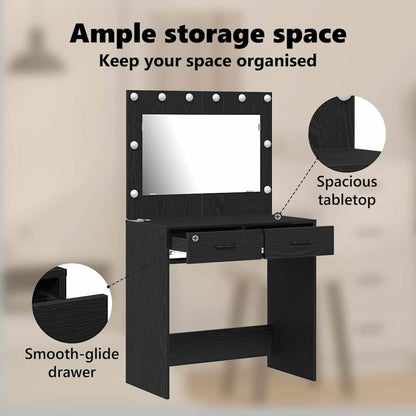 Dressing Table Black Oak 78.5 x 41 x 135 cm Engineered Wood