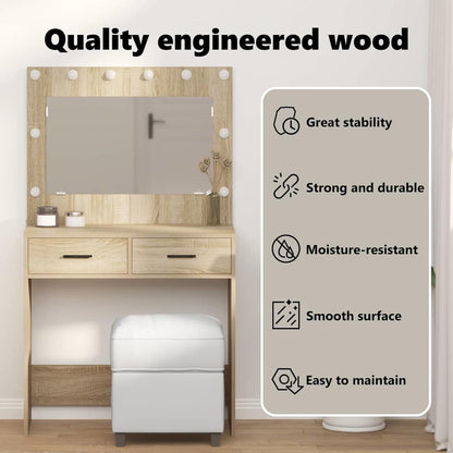 Dressing Table Sonoma Oak 78.5 x 41 x 135 cm Engineered Wood