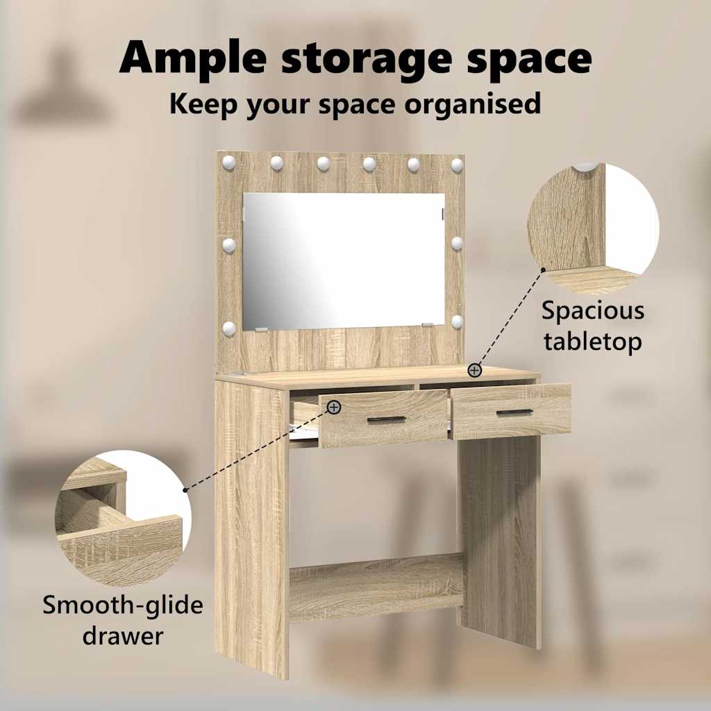 Dressing Table Sonoma Oak 78.5 x 41 x 135 cm Engineered Wood