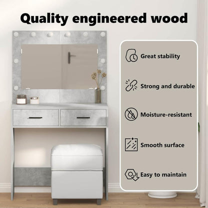 Dressing Table Concrete Grey 78.5 x 41 x 135 cm Engineered Wood