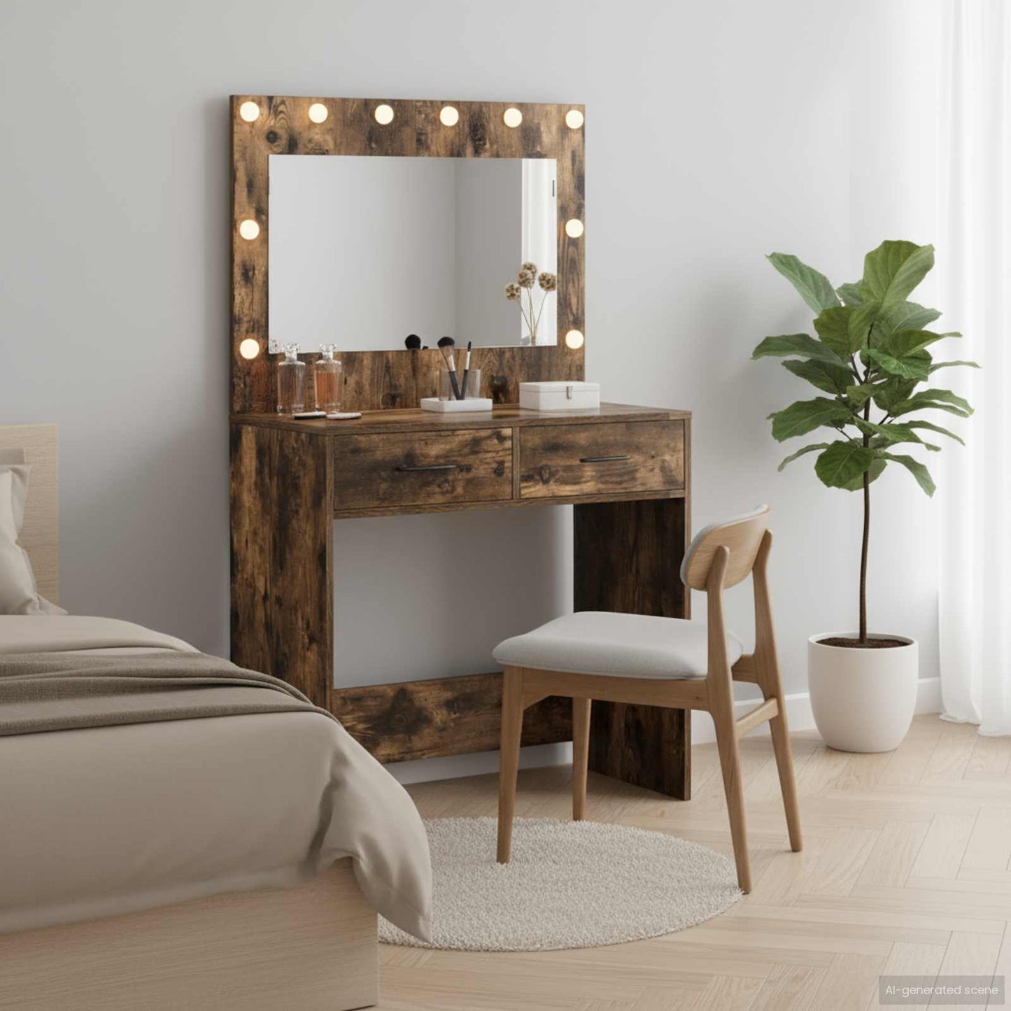 Dressing Table Smoked Oak 78.5 x 41 x 135 cm Engineered Wood