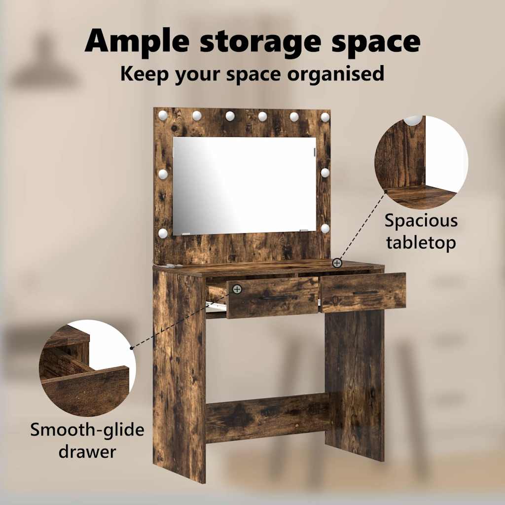 Dressing Table Smoked Oak 78.5 x 41 x 135 cm Engineered Wood