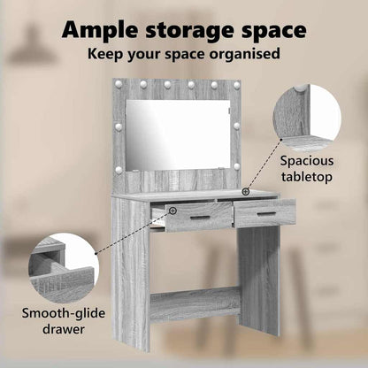 Dressing Table Grey Sonoma 78.5 x 41 x 135 cm Engineered Wood