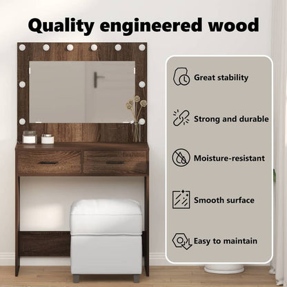 Dressing Table Brown Oak 78.5 x 41 x 135 cm Engineered Wood
