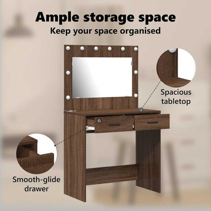 Dressing Table Brown Oak 78.5 x 41 x 135 cm Engineered Wood