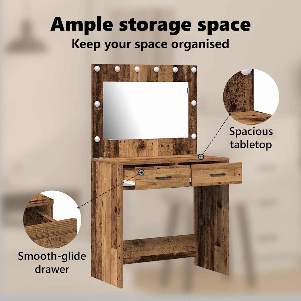 Dressing Table Old Wood 78.5 x 41 x 135 cm Engineered Wood