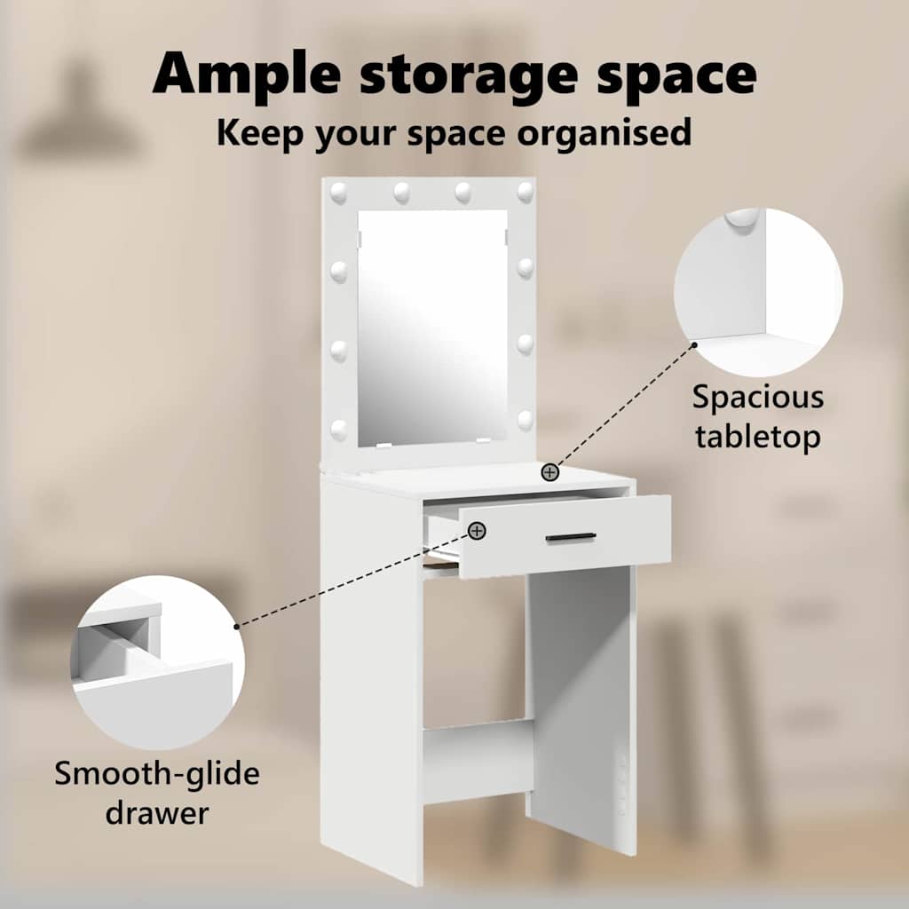 Dressing Table White 50 x 41 x 135 cm Engineered Wood