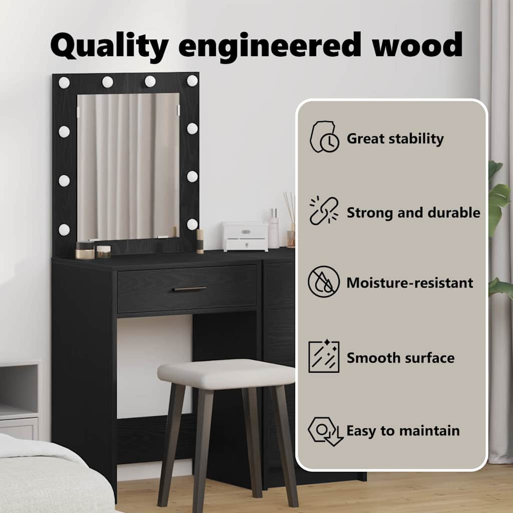 Dressing Table Black Oak 50 x 41 x 135 cm Engineered Wood