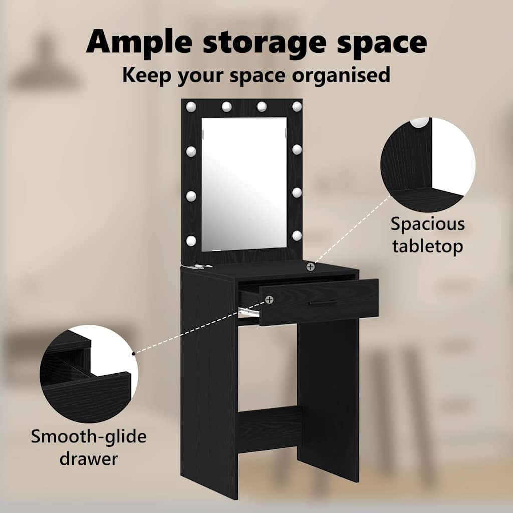 Dressing Table Black Oak 50 x 41 x 135 cm Engineered Wood