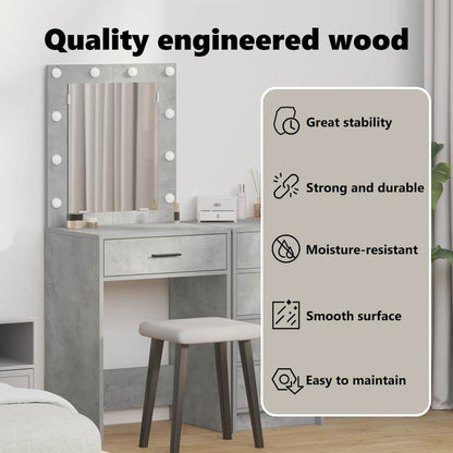 Dressing Table Concrete Grey 50 x 41 x 135 cm Engineered Wood