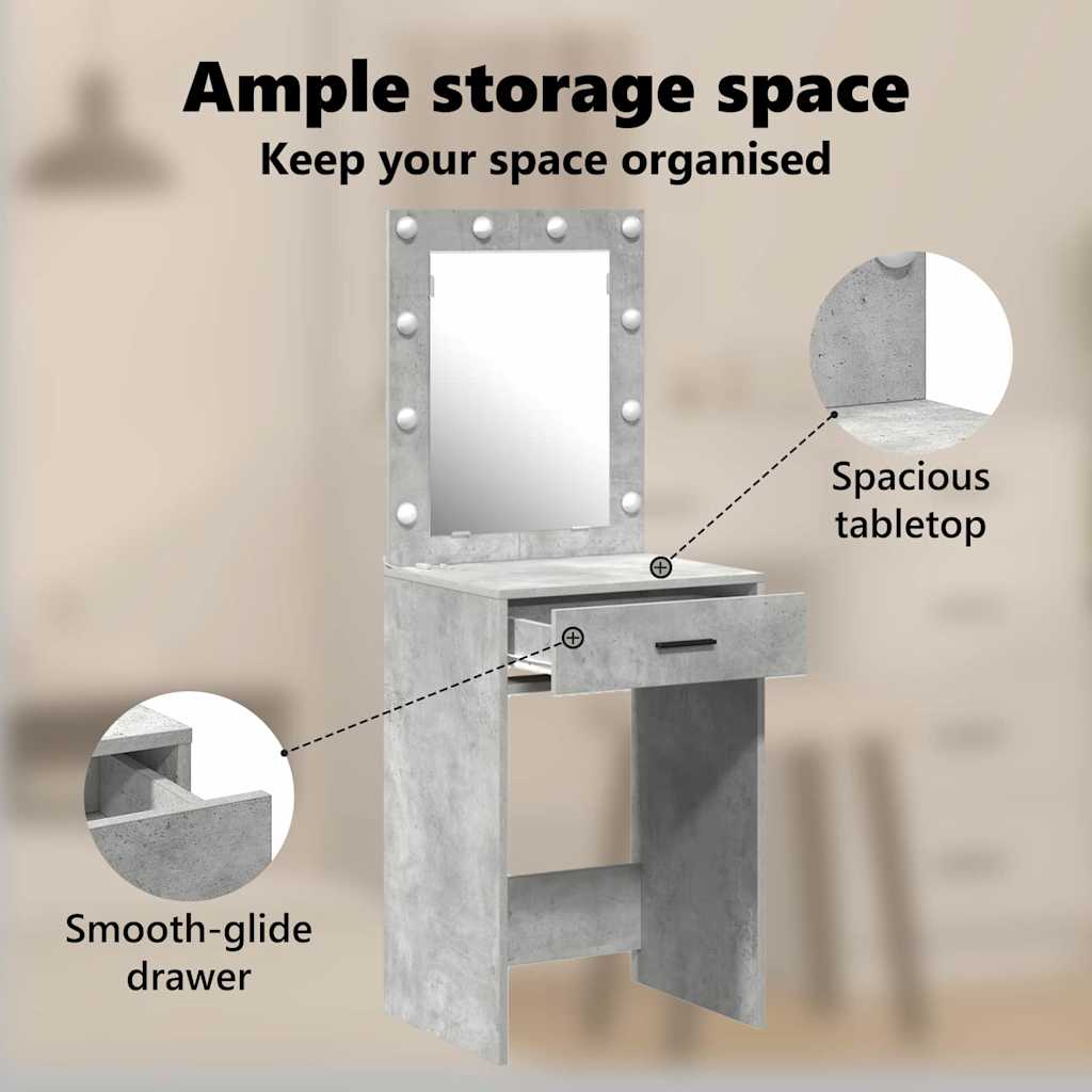Dressing Table Concrete Grey 50 x 41 x 135 cm Engineered Wood