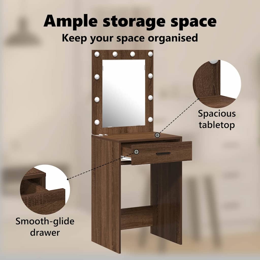 Dressing Table Brown Oak 50 x 41 x 135 cm Engineered Wood