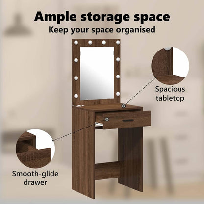 Dressing Table Brown Oak 50 x 41 x 135 cm Engineered Wood