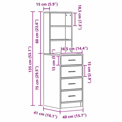 Highboard White 40 x 41 x 135 cm Engineered Wood