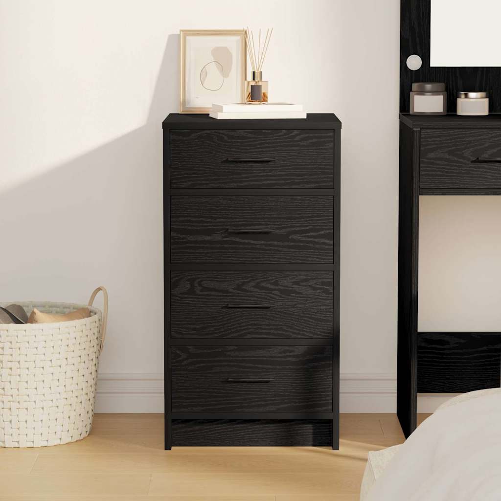 Sideboard with Drawer Black oak 40 x 41 x 75 cm Engineered wood