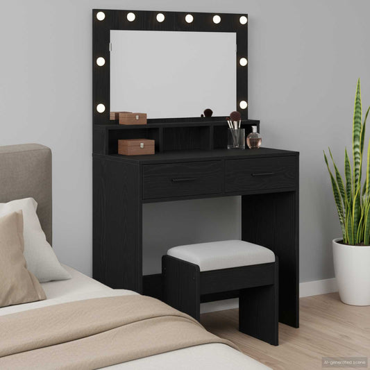Dressing Table Black Oak 79 x 41 x 135 cm Engineered Wood