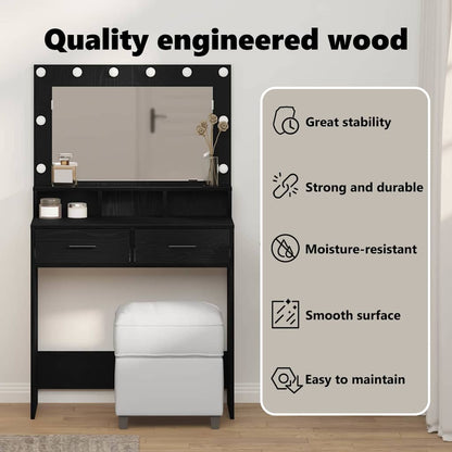 Dressing Table Black Oak 79 x 41 x 135 cm Engineered Wood