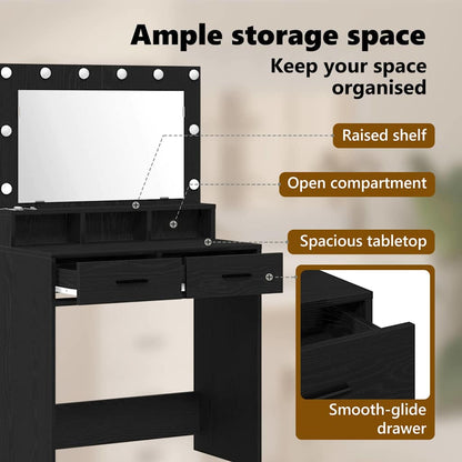 Dressing Table Black Oak 79 x 41 x 135 cm Engineered Wood