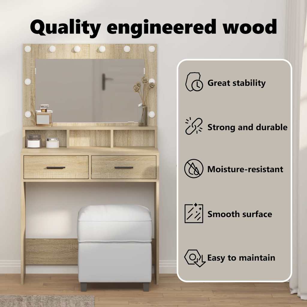 Dressing Table Sonoma Oak 79 x 41 x 135 cm Engineered Wood