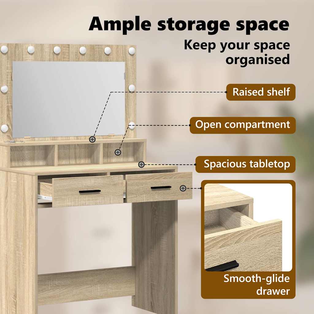 Dressing Table Sonoma Oak 79 x 41 x 135 cm Engineered Wood
