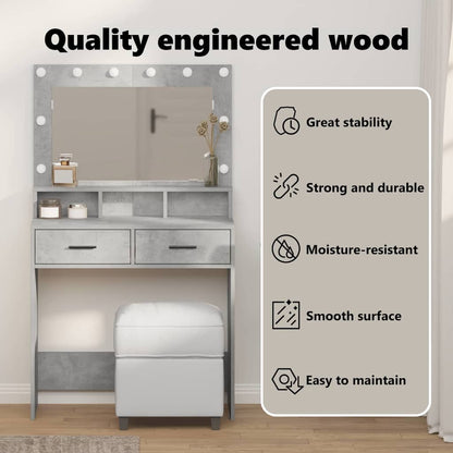 Dressing Table Concrete Grey 79 x 41 x 135 cm Engineered Wood