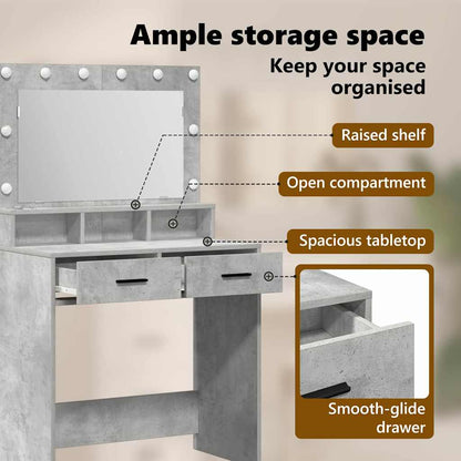 Dressing Table Concrete Grey 79 x 41 x 135 cm Engineered Wood