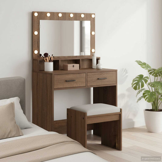 Dressing Table Brown Oak 79 x 41 x 135 cm Engineered Wood
