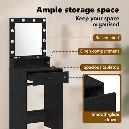 Dressing Table Black Oak 50 x 41 x 135 cm Engineered Wood